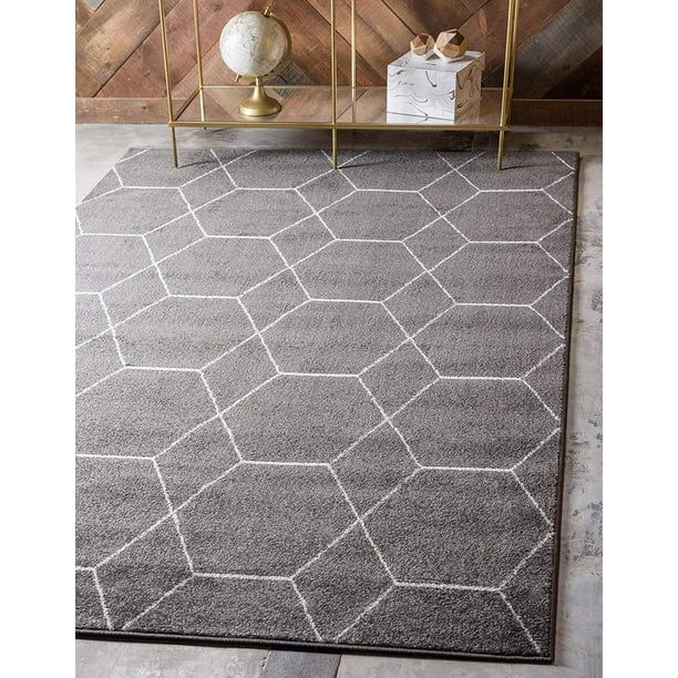7 x 10 Feet Unique Loom Trellis Frieze Collection Lattice Moroccan Geometric Modern Area Rug Dark Gray/Ivory 7 x 10 Feet Unique Loom Trellis Frieze Collection Lattice Moroccan Geometric Modern Area Rug Dark Gray/Ivory